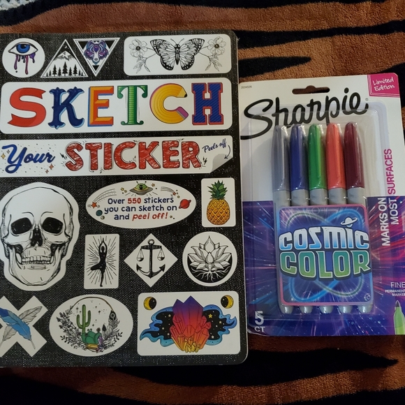 Piccadilly Sketch Your Sticker Book. 5ct Cosmic Color Sharpies. - Picture 1 of 7
